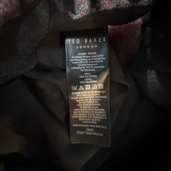 NWOT TED BAKER Priana Ruffle Sleeve Floral Romantic Mini Dress Pink Black Size 2 - Picture 13 of 15